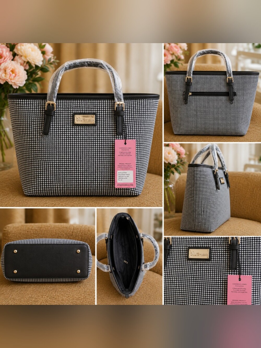 Blue by Bosisio Houndstooth Tote Bag – NWT